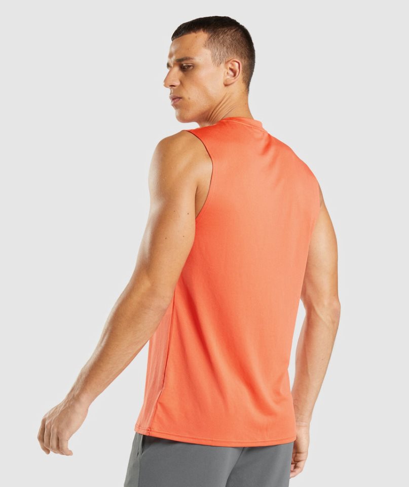 Men's Gymshark Arrival Sleeveless Tanks Orange | CA 765ADN